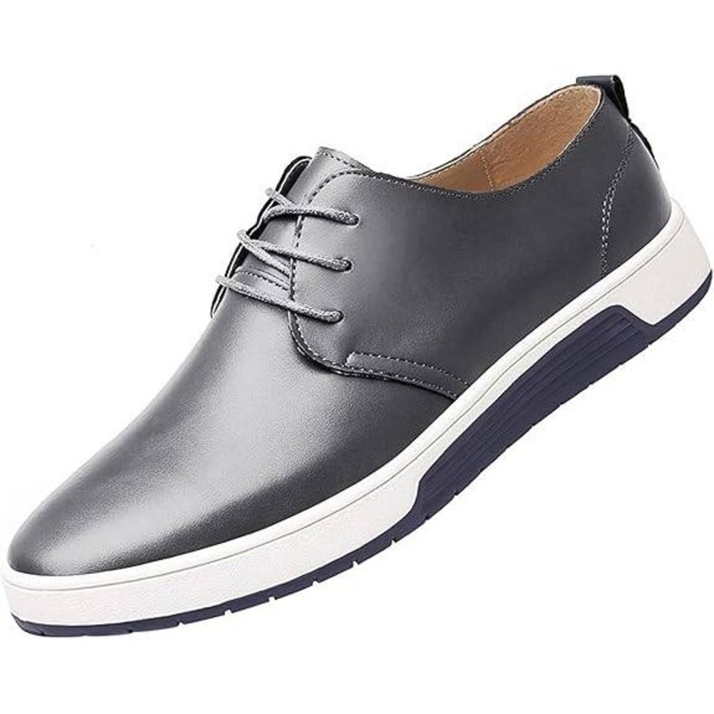 Santimon Men's US 6.5 Grey Casual Derby Lace Up Fashion Sneakers Shoes